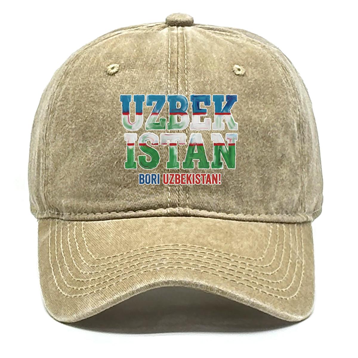 

UZBEKISTAN BORI UZBEKISTAN Flag Printed Baseball Cap , Adjustable Sun Hat Hip Hop Slouchy Non-Stretch Fabric Solid Color Sun Hat as the picture хакі