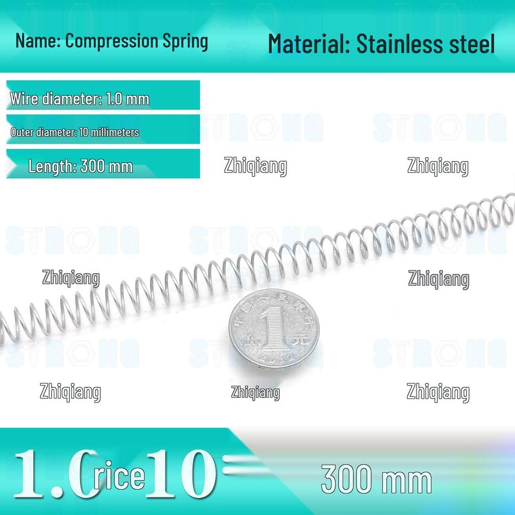 304 Stainless Steel Compression Spring – 300mm Long, High Elasticity, Shock Absorption, Customizable
