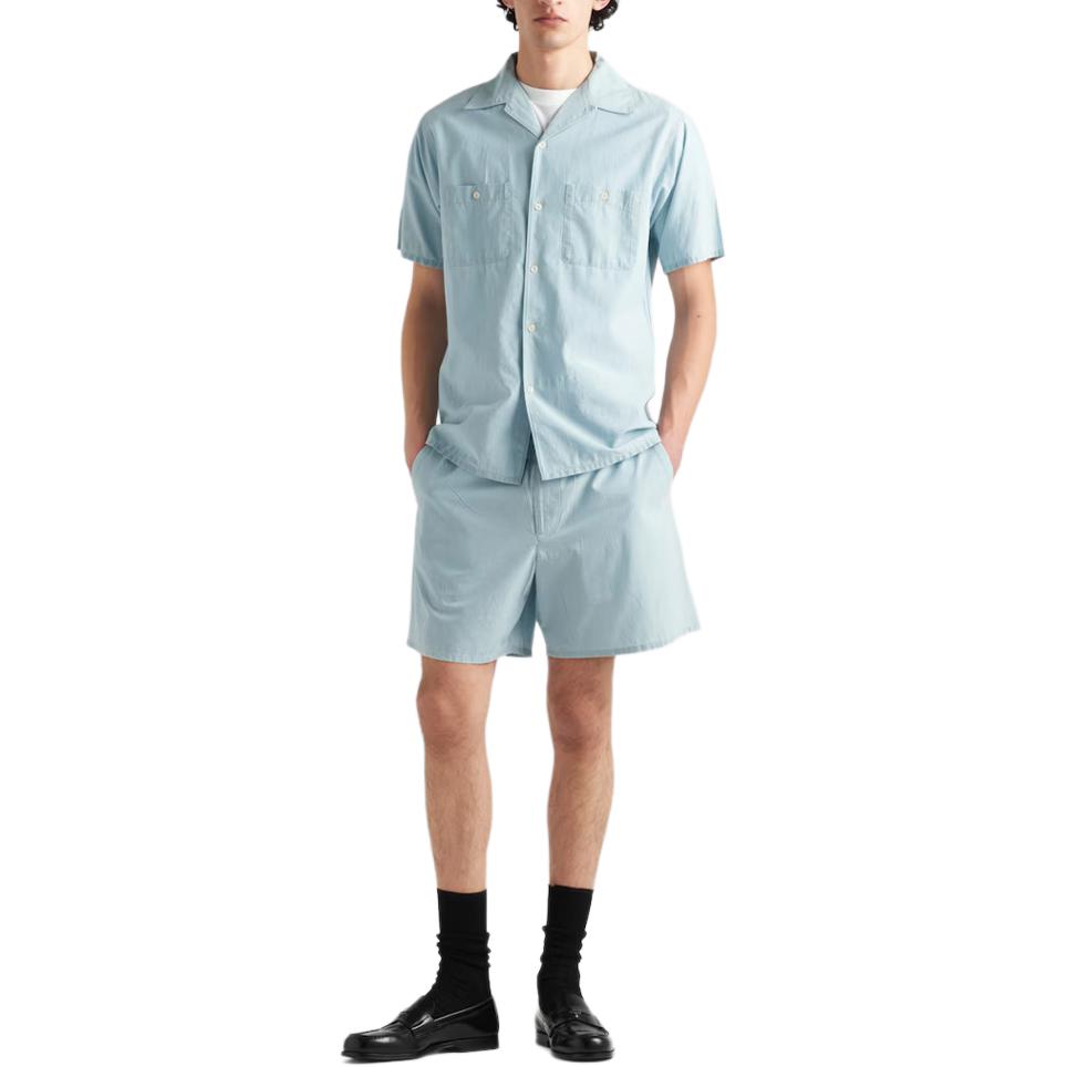 Prada triangle-patch elasticated-waist shorts GEP377-14J5-F0BAU-S-OOO