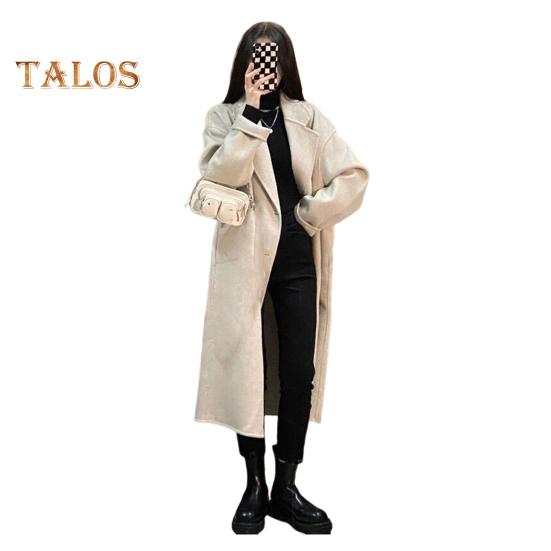 Kvinners ulljakke Langermet jakke med frontlommer Uformelt yttertøy kvinnelig overfrakk for høst og vinter daglig bruk