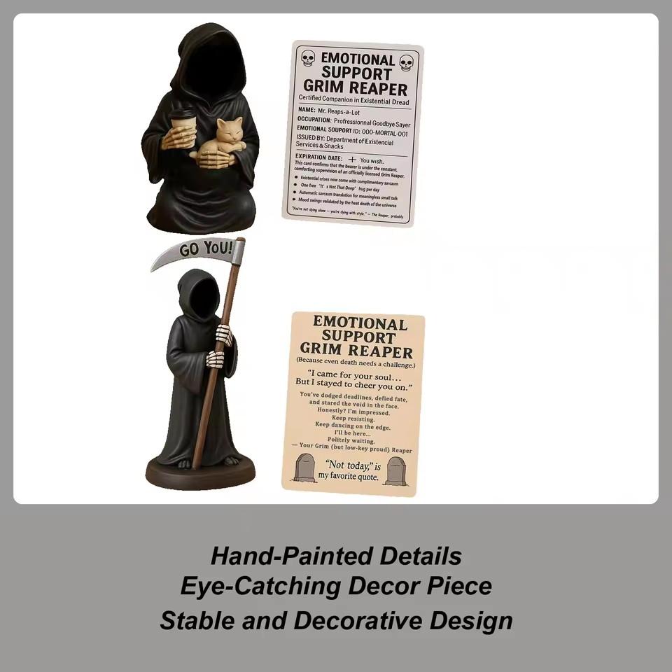 Halloween Gothic Black Death Statue DeathThemed Sculpture for Desk Horror Desktop Decoration Resin Grim Statue Craftsmanship