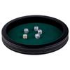 Round Dice Tray - ENGELHART - 28 Cm - Black Faux Leather - Green Felt - High Edges