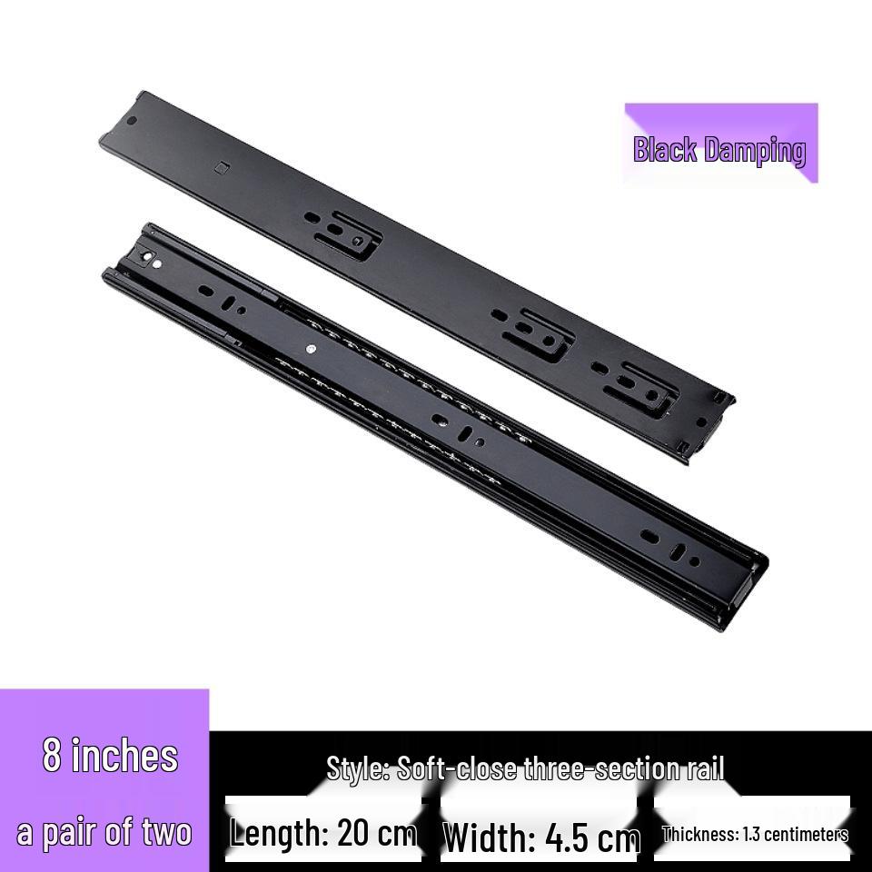 Stainless Steel Silent Ball Bearing Drawer Slides with Three-Section Damping Rails