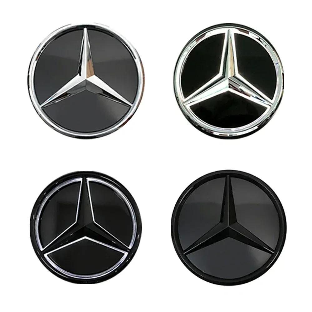 Car Sticker 2025 Hot For Mercedes Benz Chrome Silver And Glossy Black  Car Front Grilled Star Emblem Illuminated Logo For Merced