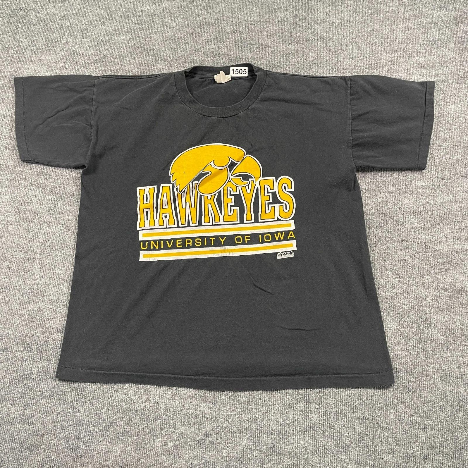 Vintage 90s University of Iowa Hawkeyes Shirt Large 23x26 Black XL