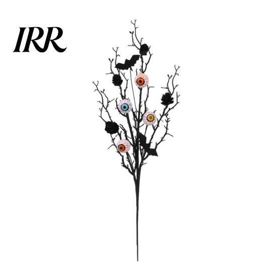 Haunted House Decorations Halloween Black Artificial Branches, Scary Eyeballs Picks with Bats Pine Indoor Outdoor Branch Cones for Gothic Vase