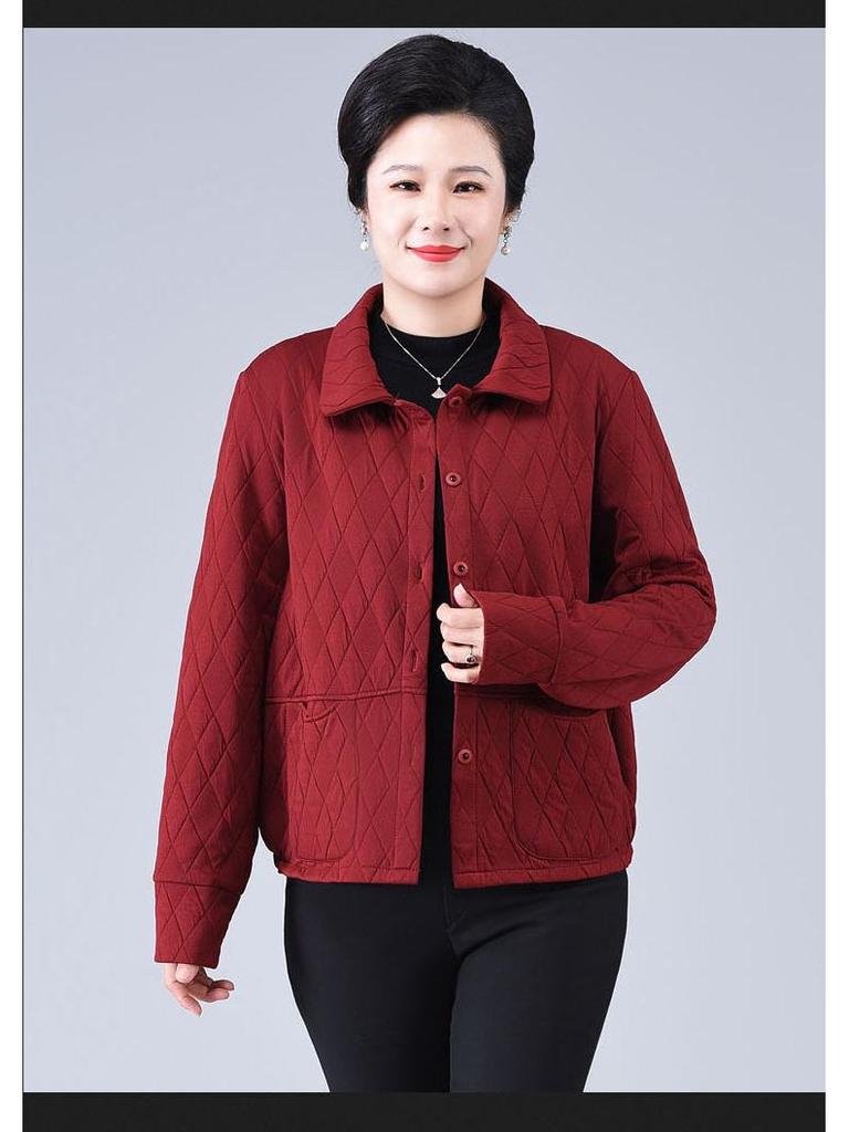Plus Size Windbreaker for Middle-Aged and Elderly Women - Spring/Autumn Lapel Jacket