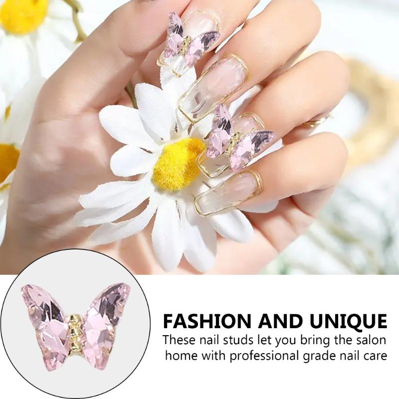 1Bag 3D Nail Charms Butterfly Shaped Nail Rhinestones for Women Elegant DIY Nails Art Decoration Accessories
