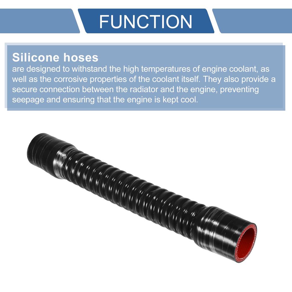 X AUTOHAUX 1pcs 32mm 1.26" ID 300mm 11.81" Length 0° Black Red Car Thread Silicone Hose Hose Universal