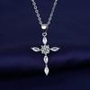 925 Sterling Silver Simple Fashion Cross Love Pendant Zircon Necklace Birthday Anniversary Party Gift