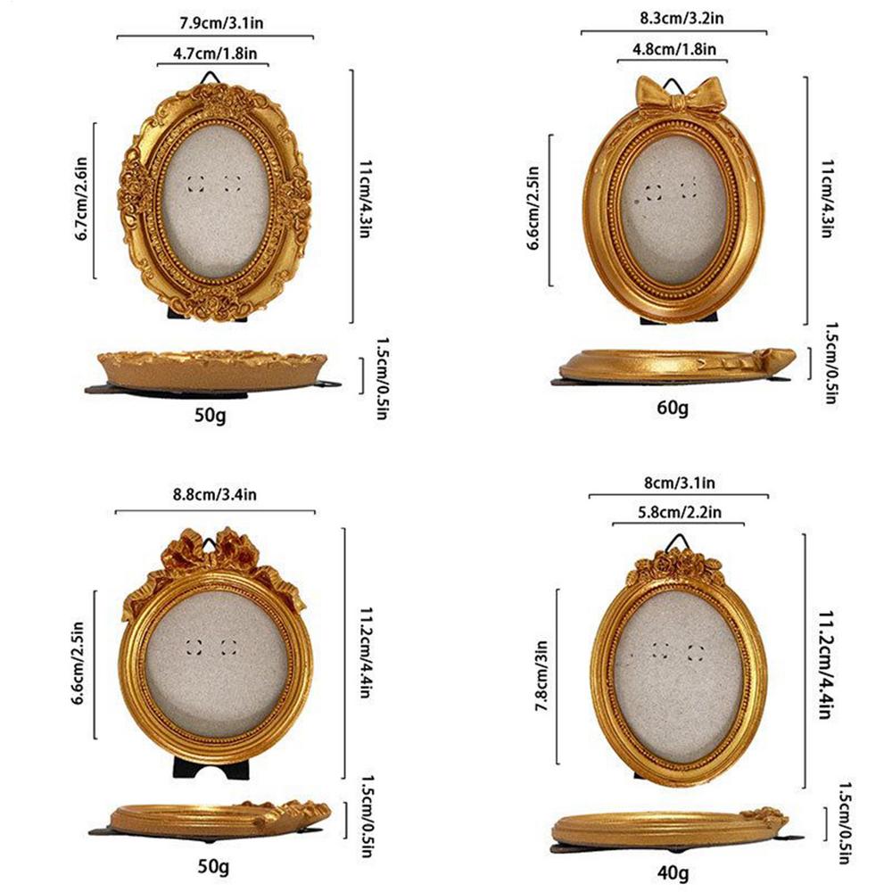 Tiny Photo Frame 4 Pieces Vintage Irregular Photo Decoration Resin Small Picture Frames for Table Home Workplace Museum Gallery