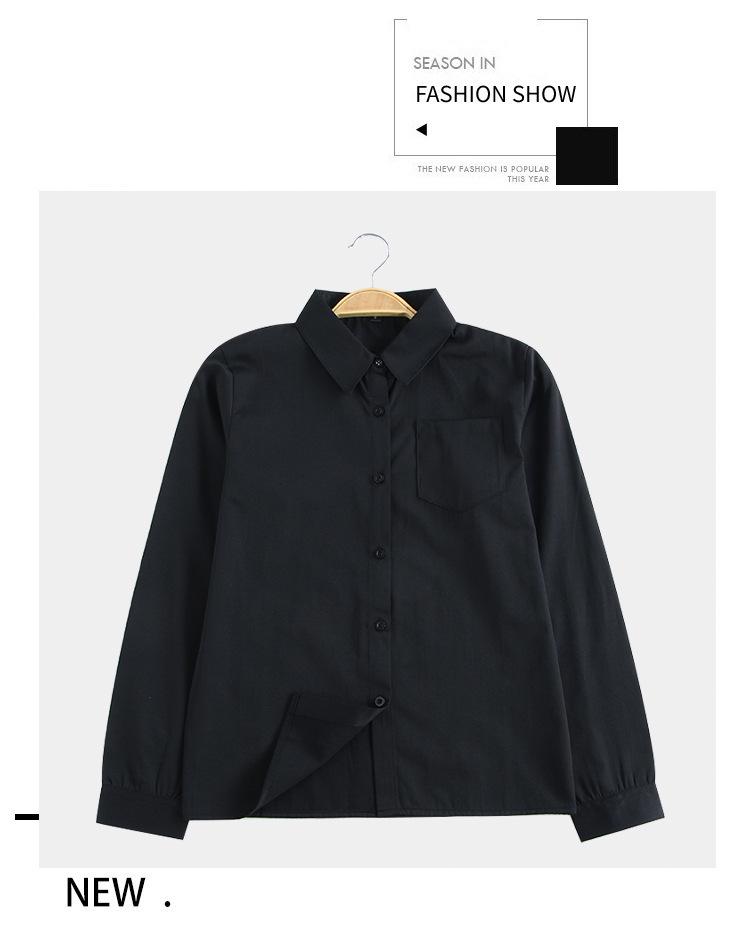 Japanisches JK-Schuluniform-Langarmhemd, weiß, mit spitzem und eckigem Kragen, blickdicht