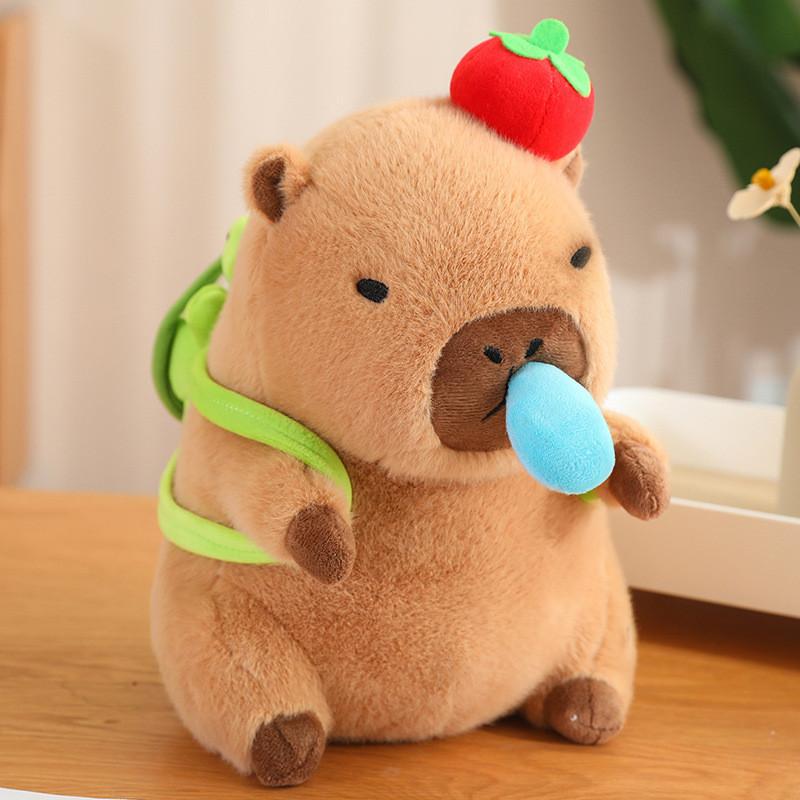 Capybara Plush Huggable Toy With Unique Food Designs And Soft Short Plush Fabric
