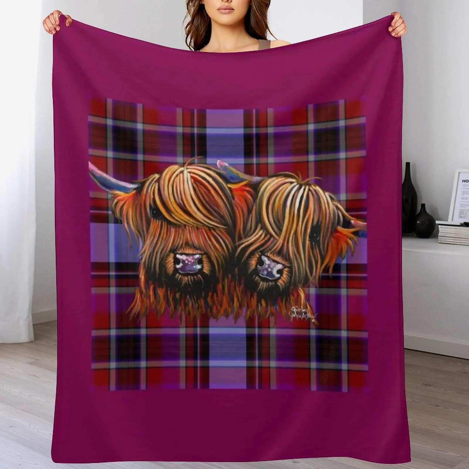 

HiGHLaND CoW PRiNT PaLS oN TaRTaN BY SHiRLeY MacARTHuR Throw Blanket Multi Use Warm Blanket for Living Room Bedroom 102x76cm(40x30in)