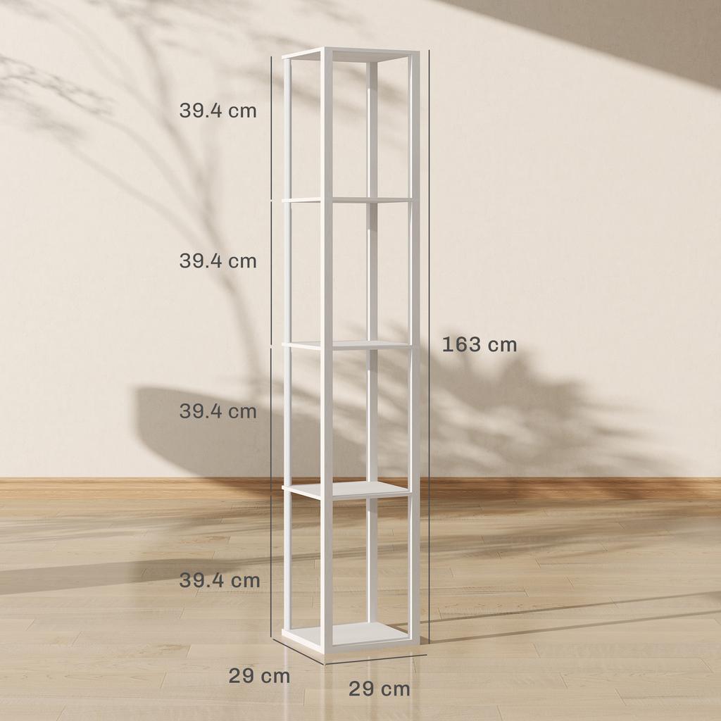 RGB LED Floor Lamp with Shelves, Modern Dimmable Standing Lamp with Remote Control, Adjustable Brightness & Speed for Living Room, Bedroom, Office