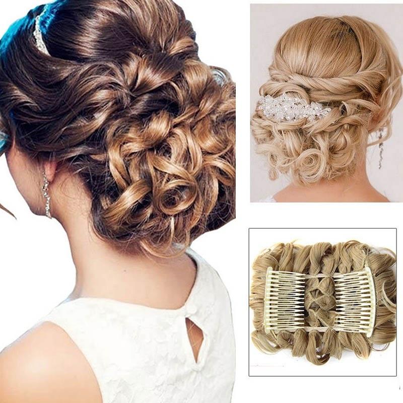 Buy Short Curly Synthetic Burg Big Bun Chignon Hair Extension With Two Plastic Combs Clip In