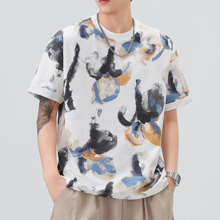 Men's New Summer Loose Round Neck Short-sleeved T-shirt Thin Printed Short T-shirt