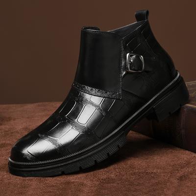2024 Herren Schwarze Stiefel Luxusmarke Kleid Büro für Herren Stiefeletten Leder Britischer Stil Männlich Seitenreißverschluss Herrenschuhe