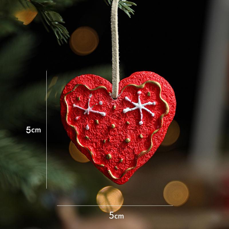 Christmas Tree Decoration Pendant Resin Retro Christmas Painted Snowflakes Love Five-pointed Star Hanging Decoration Layout
