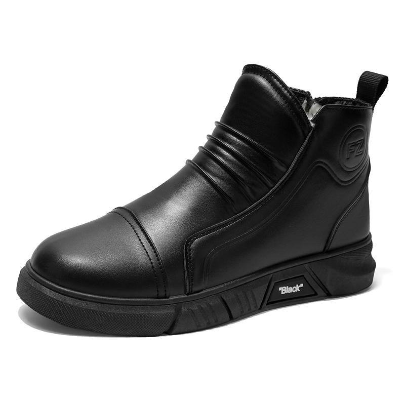 

Winter High Top Windproof Anti Slip Warm Boots Outdoor Boots Fashionable Motorcycle Boots Versatile and Trendy Motorcycle Boots 44 чорний