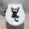 Self-adhesive Cartoon Black Cat Raising Paw Toilet Stickers Wall Decals for Bathroom Home Decor