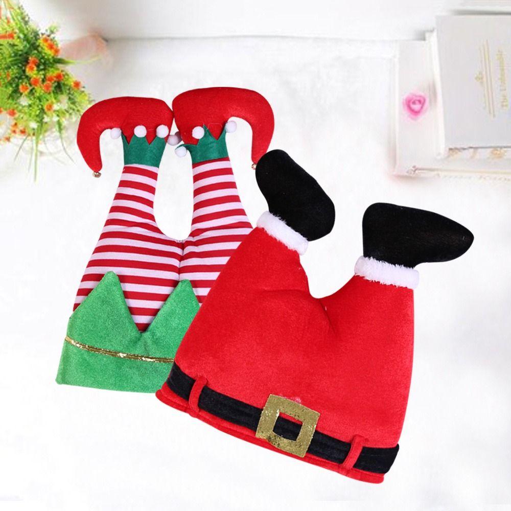 Soft Santa Elf Pants Hats Stripe Christmas Clown Hat Red Pants Christmas Hat Children