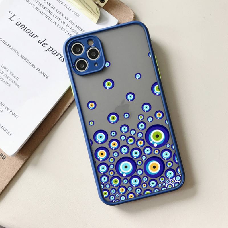 Szczęśliwe Oko Zła Niebieski Abstrakcyjny Etui na Telefon matowe przezroczyste Dla iphone 11 12 13 6 s 7 8 plus mini x xs xr pro max etui