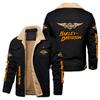 Mens Winter Fleece Lined Cotton Jacket Slim Fit Stand Collar Sport Coat With Graphic Prints European Size