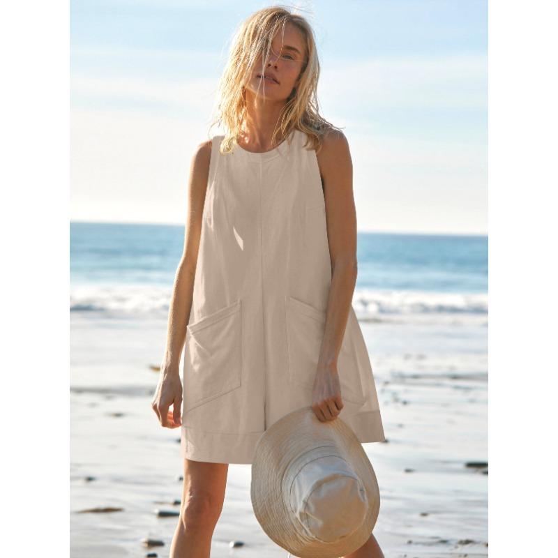 

Повседневный комбинезон, летние свободные женские шорты с карманами без рукавов 2XL