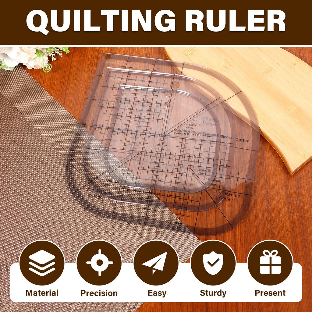 3Pcs Curved Corner Cutter Quilt Ruler Non-Slip Acrylic Quilting Rulers Sewing Patchwork Ruler Sewing Template Patchwork Tools