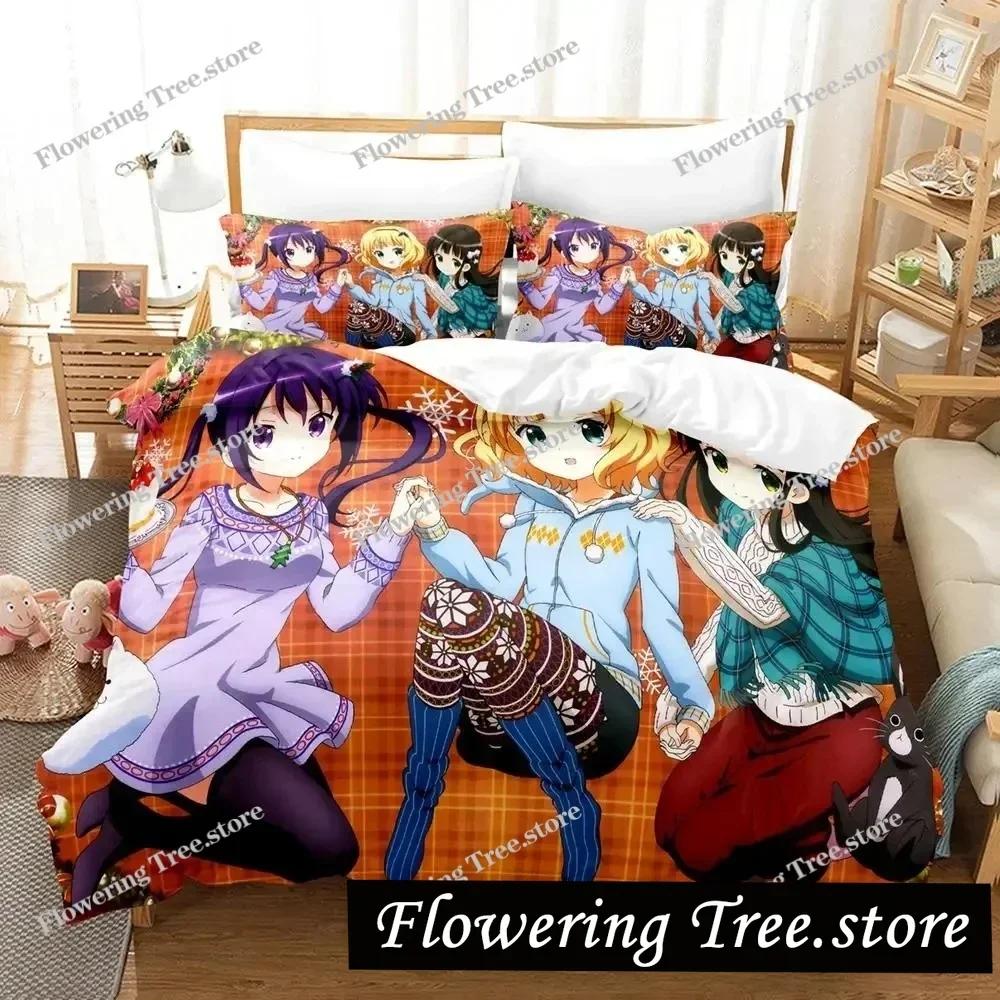 Anime Is the Order a Rabbit Bedding Set Duvet Cover Bed Set Quilt Cover Pillowcase Comforter king Queen Size Boys Adult029