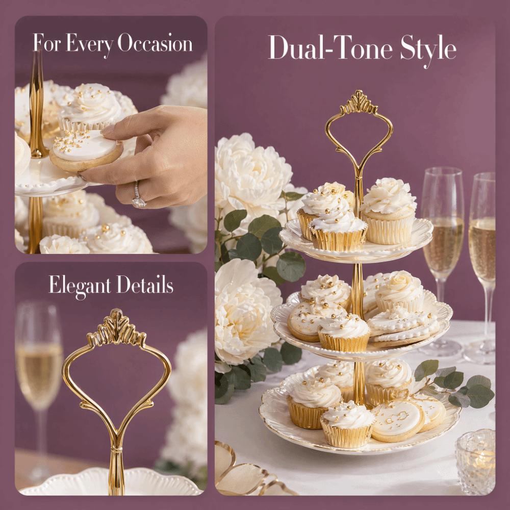 Crown Handle Cupcake Display Holder 2 Tiers 3 Tier Tiered Fruit Plate Cake Stand Assembly