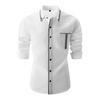Men Shirts Pocket Patchwork Color Top Casual Lapel Loose Long Sleeve Shirt White Black Clothing