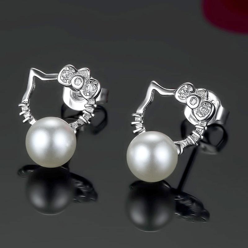 

Модные женские элегантные серьги-кольца с жемчугом и серебряным покрытием