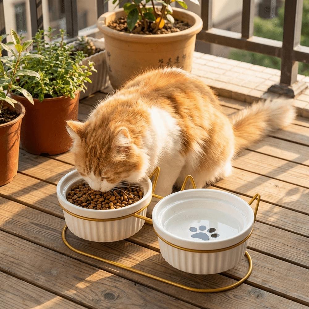 Prevent Tipping Ceramic Cat Bowls Non-Slip Cat Water Bowls Pet Feeding Dish Pet Feeding