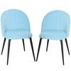Set of 2 Padded Dining Chairs with Shell Backrest in Velvet, 52x55x79 cm, Light Blue