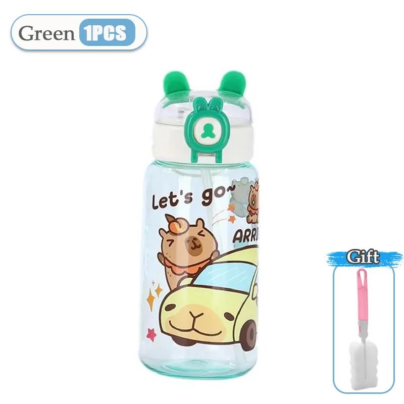 1-10PCS Capybara Cartoon 550ml Portable Large-capacity Water Bottle Sports Straw Cups Student Plastic Water Cups Water Bottle