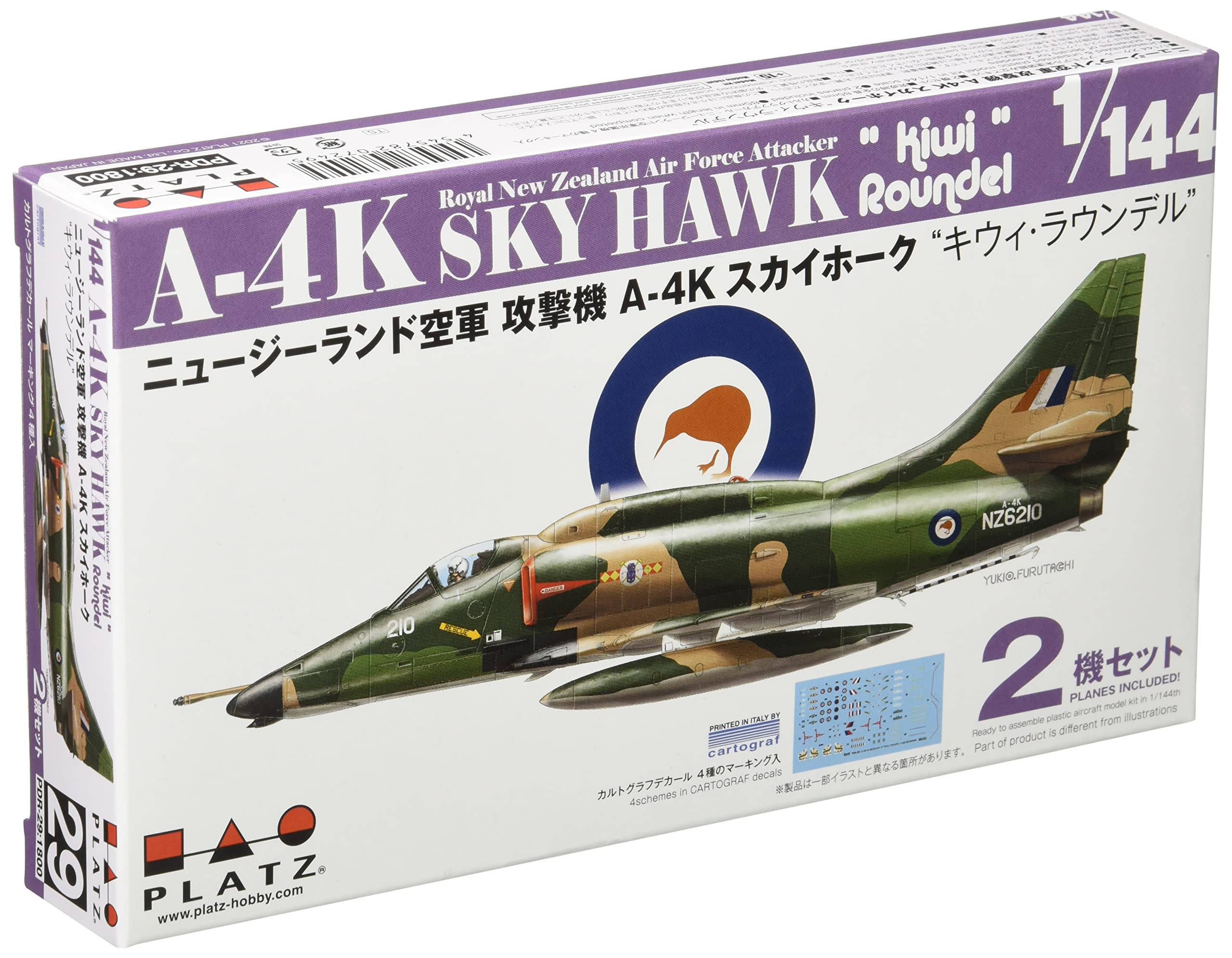 

Platz New Zealand Air Force Attack Aircraft Skyhawk Kiwi Roundel Plastic Model 1/144 A-4K PDR-29