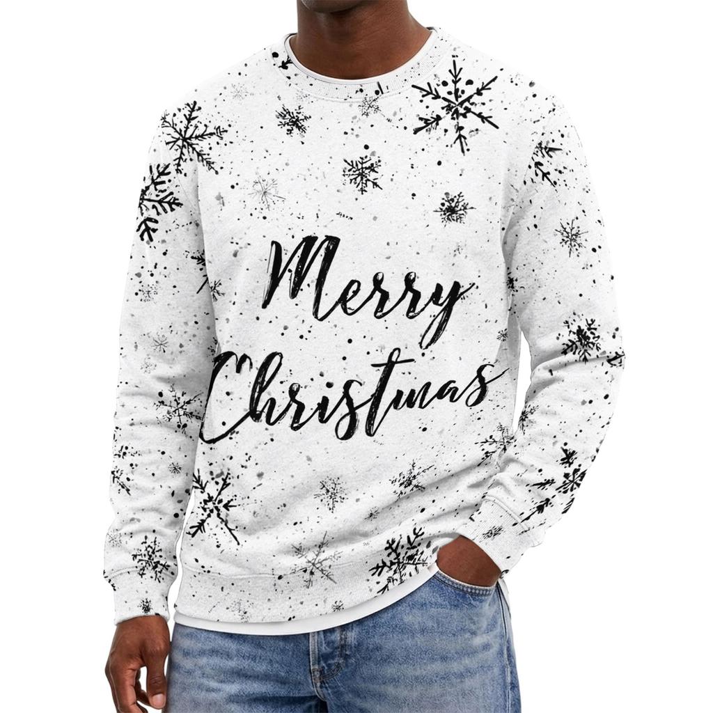 Men's Christmas Hoodless Neck Pullover Sweatshirt, for Him