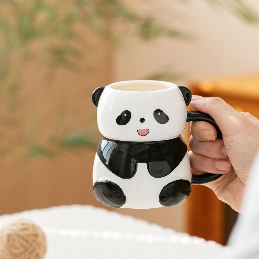 Hand Drawn Three Dimensional Panda Breakfast Ceramic Cup Cute Pet Cartoon High Value Mug Creative Student Children Drinking Water Cup