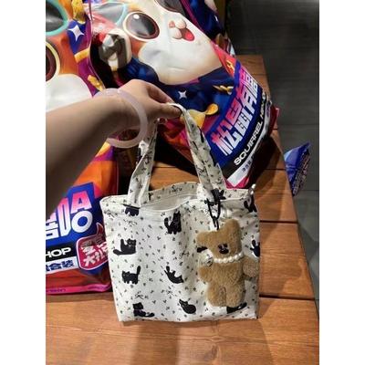 New Kitten Handbag, Canvas Bag, Tote Bag, High-value, Large-capacity Bento Bag, Niche Versatile Bag