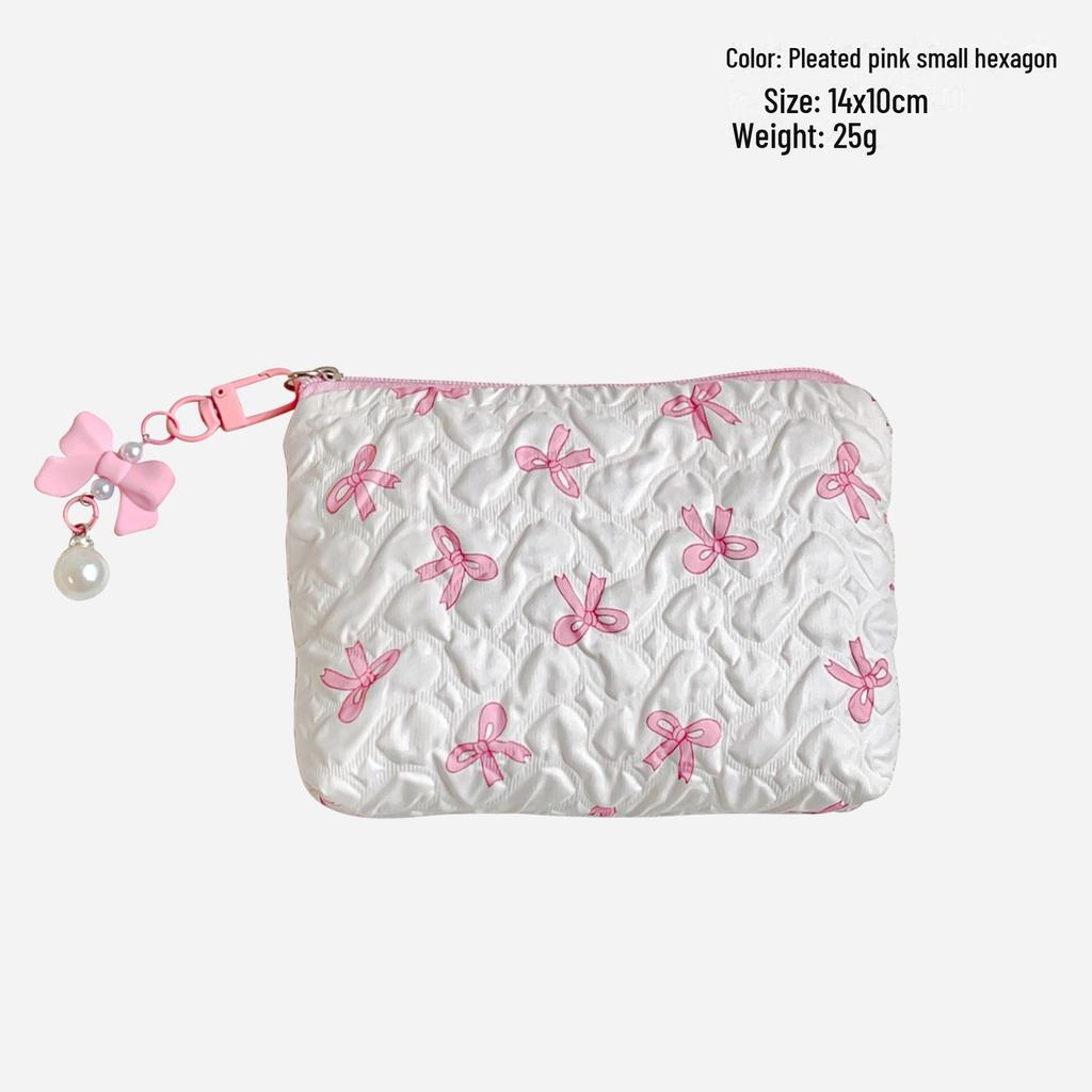 Kosmetisk väska med präglad plisserad rosett - Rymlig, exklusiv multifunktionell förvaring.