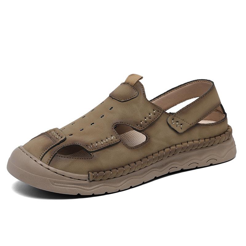 

Spring men s shoes new breathable casual shoes men s daily beach shoes breathable large size summer sandals men s bag head shoes 48 хаки