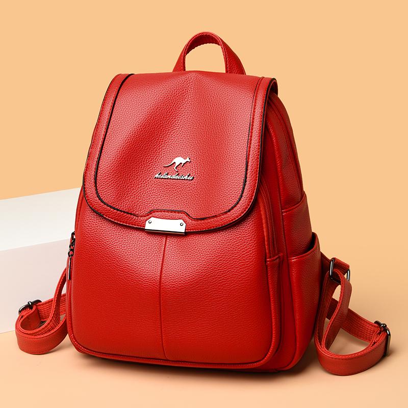 Classic women's high-quality plutonium leather female travel backpack large-capacity fashion travel backpack