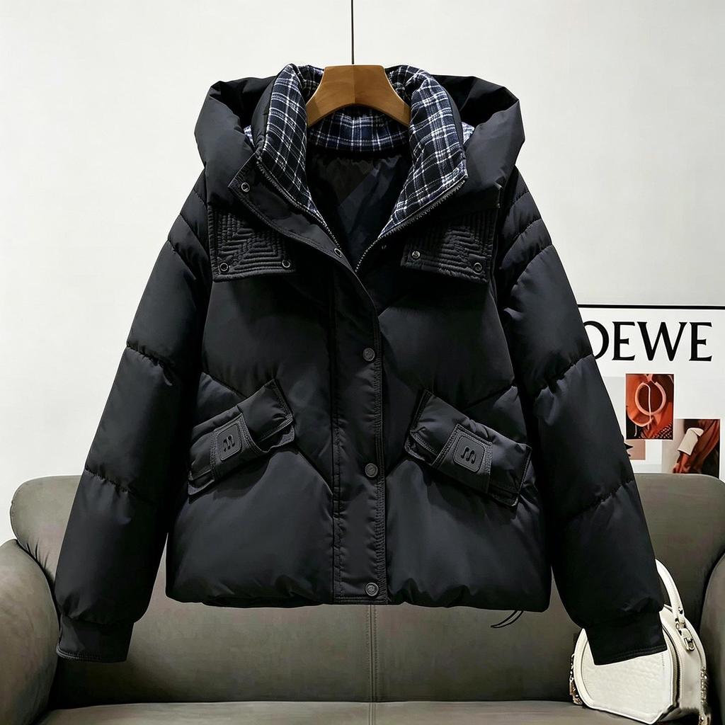 Women's Short Thickened Hooded Cotton Jacket - Winter 2026 Warm Loose Outerwear
