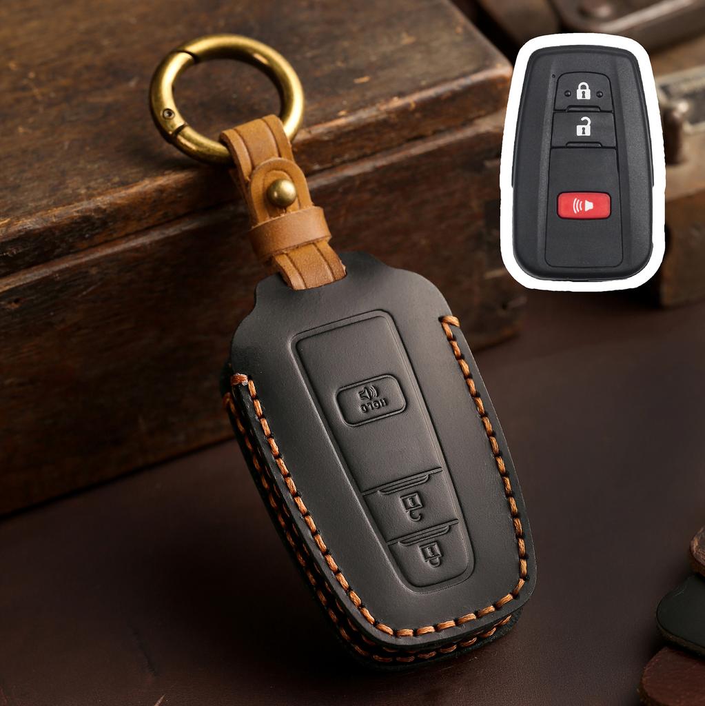 Leather Car Key Fob Case Cover for Toyota CHR Camry Prius Land Cruiser Prado Furniture Corolla Yaris RAV4 Highlander Accessories