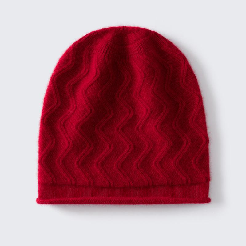 Autumn and Winter New% Pure Cashmere Hat for Men and Women Warm Knitted Casual Crimped Wool Hat