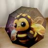 Bee And Floral Garden Portable Automatic Umbrella Retractable Design with 8-Rib Durability Durable Plastic & Iron for Outdoor Daily Use