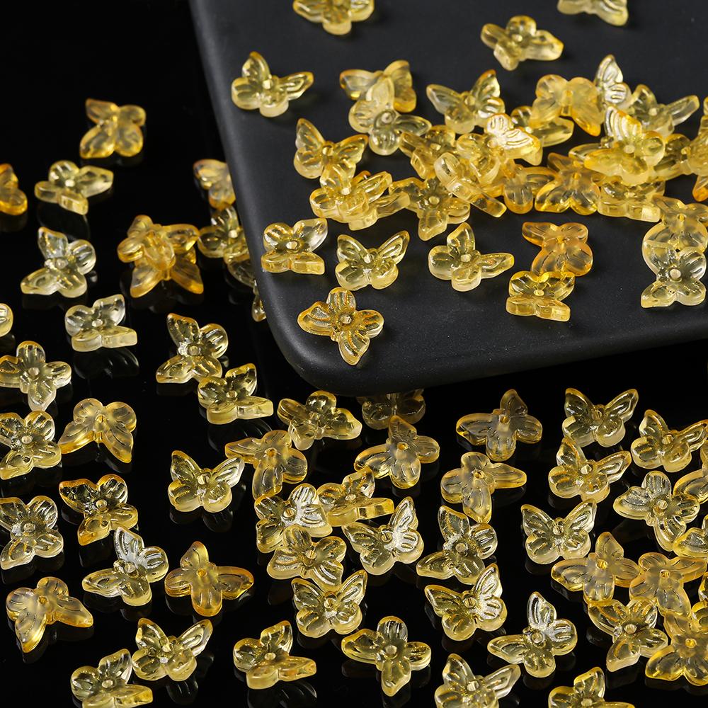 10 Stück/Lot Glasplattierte Schmetterlingskristallperlen, lose Perlen, handgefertigtes DIY-Bastelzubehör für Armbänder, Ohrringe und Schmuckherstellung
