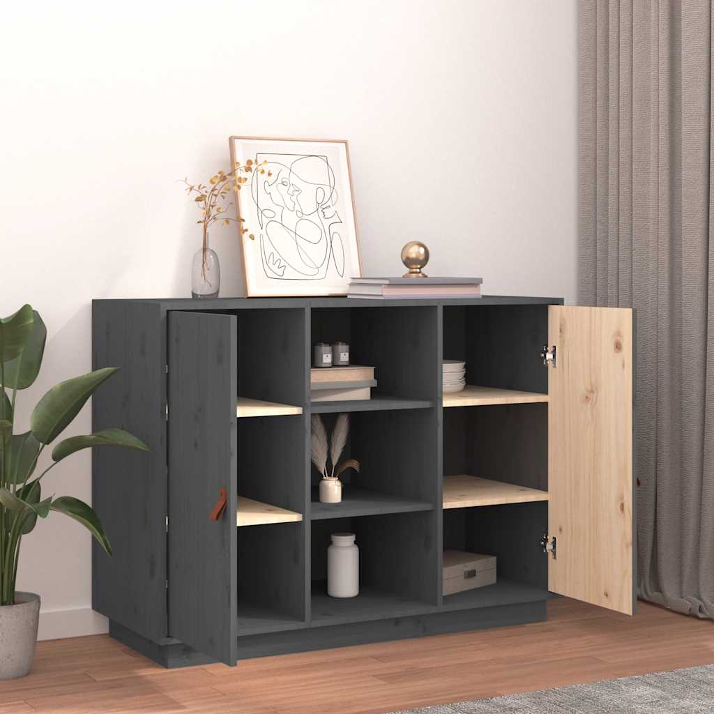 Vidaxl Komoda, Szara, 100X40X75 Cm, Lite Drewno Sosnowe
